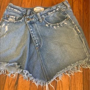 PISTOLA denim wrap mini skirt